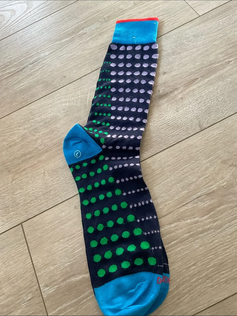 Duchamp London NEW Bright Blue Socks with Black & Green Pattern